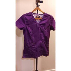 XXS Dickies Womens Scrub T-shirt Purple Scrubs V-Neck. See Photos